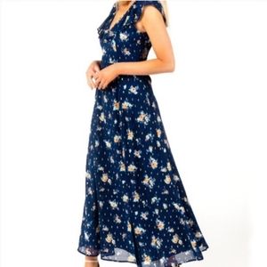 Miami Marcie navy floral flutter sleeves maxi